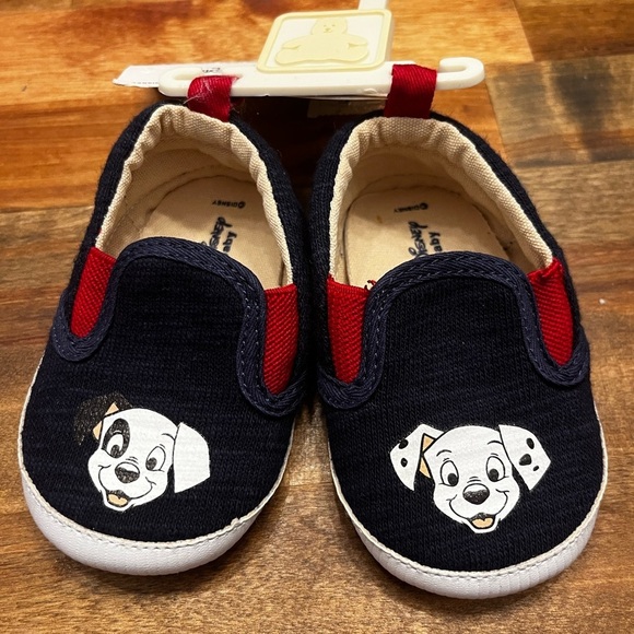 Disney Other - Disney Navy and Red Dalmatian Baby Slippers 6-12 mo